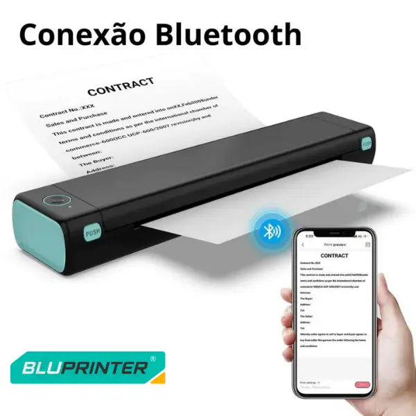 BluPrinter® - Impressora Térmica Portátil + (Refil de Papel e Brinde Surpresa)
