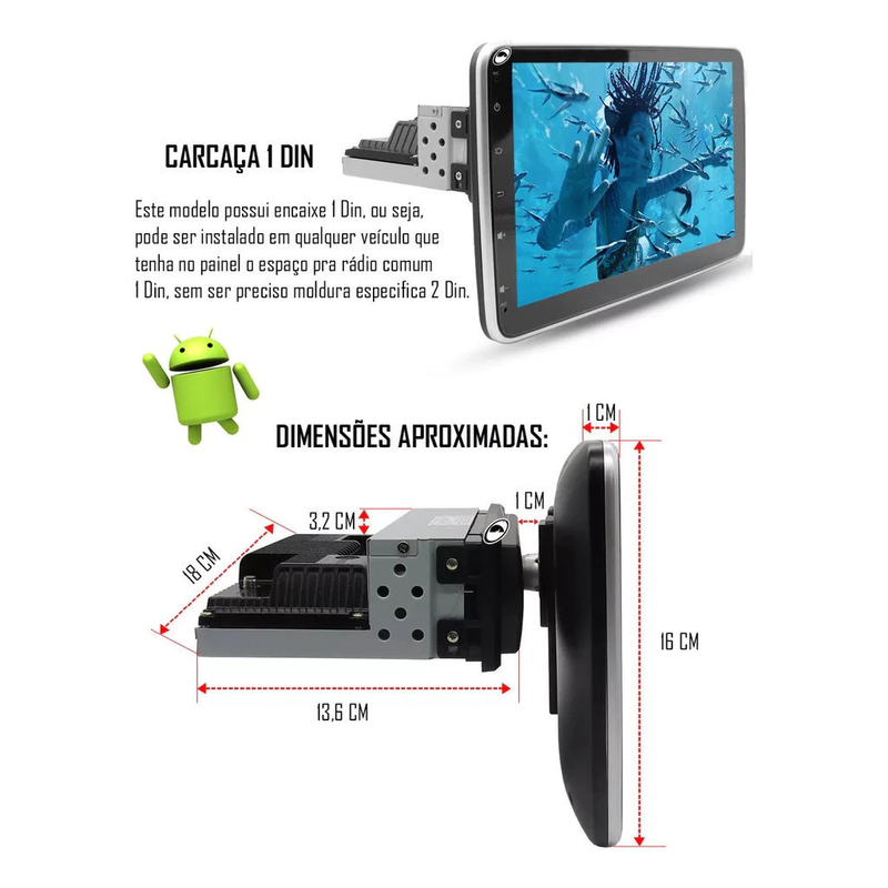Oferta | Central Multimídia Universal | Tela Rotativa e Flutuante Carplay Android Wifi (PARA QUALQUER CARRO)